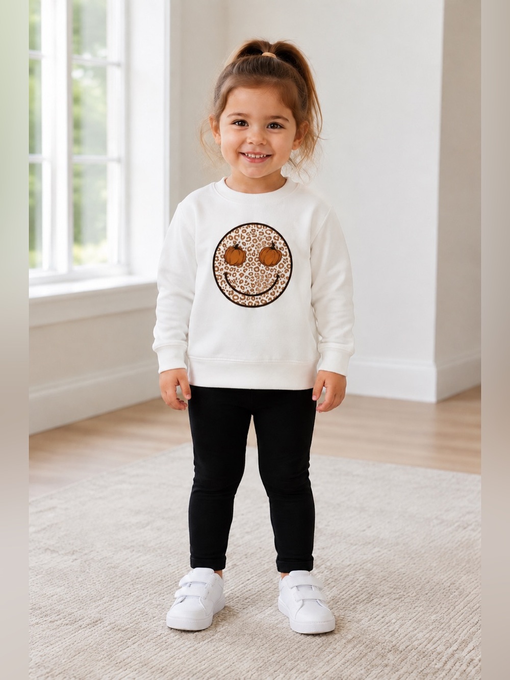 Rabbit Skins Toddler Pumpkin Leopard Smiley Sweatshirt Size 2/2T/Halloween/Fall